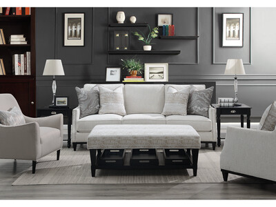 Fresco White Nailhead Arm Sofa