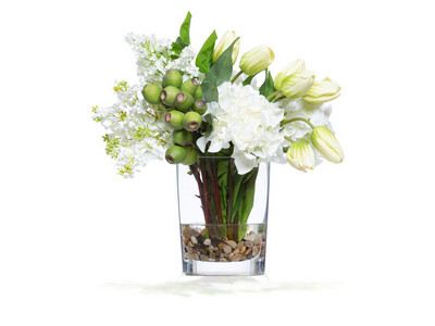 Silk-Lifelike Plant, Hydr Tulip Arrangement, White & Green