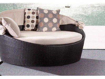 Polka Canopy Daybed,  Khaki &amp; Brown