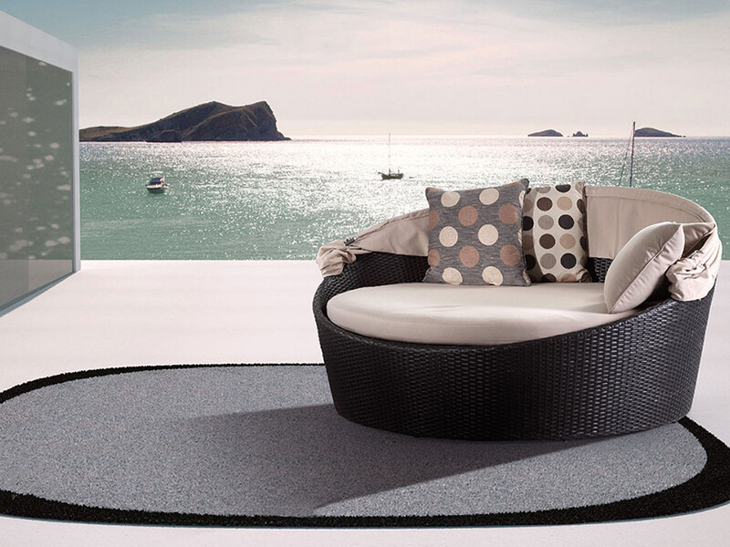 Polka Canopy Daybed,  Khaki &amp; Brown