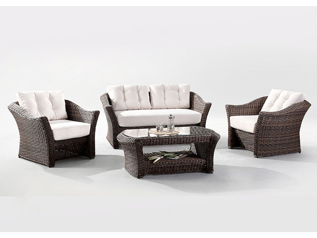 4 Pc, Wing Arm Cushions Patio Set, White