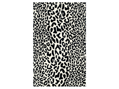 Thena Leopard Print Rug, Cream, Black