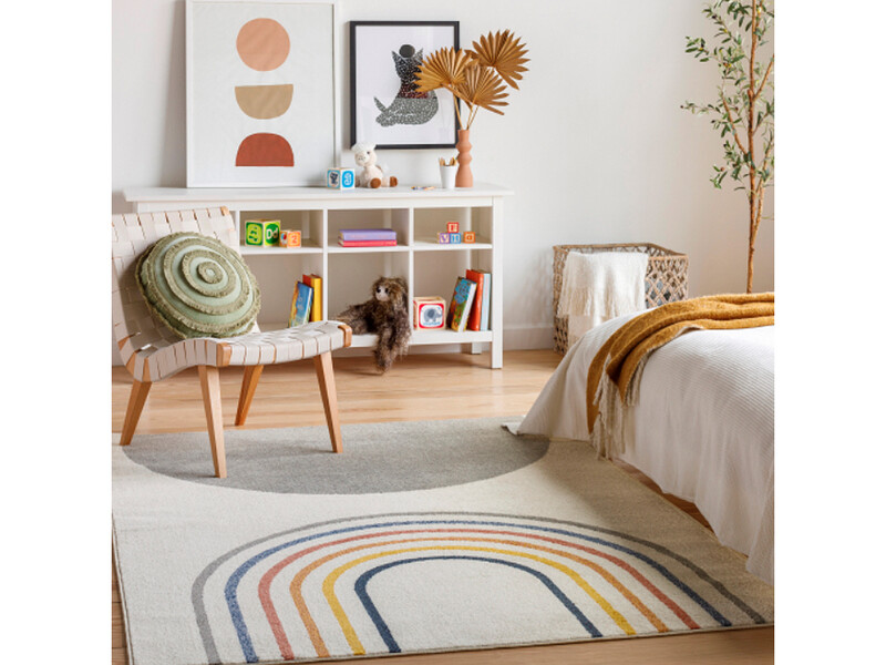 Delp Geo Rug, Ivory, Medium Grey, Charcoal, Dark Brown, Dark Blue