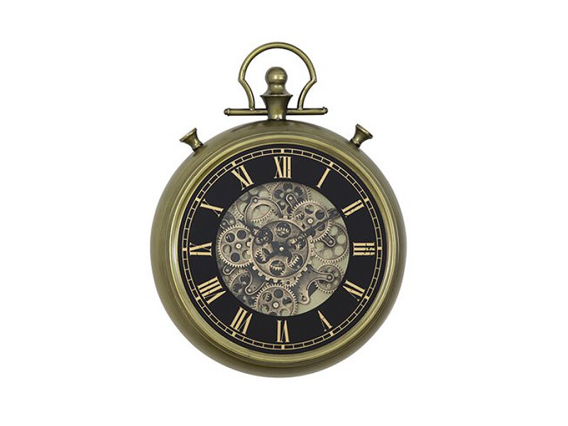 Pocket Gear Clock, Antique Brass