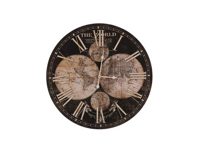 World Guide Clock, Antique Black/Brown