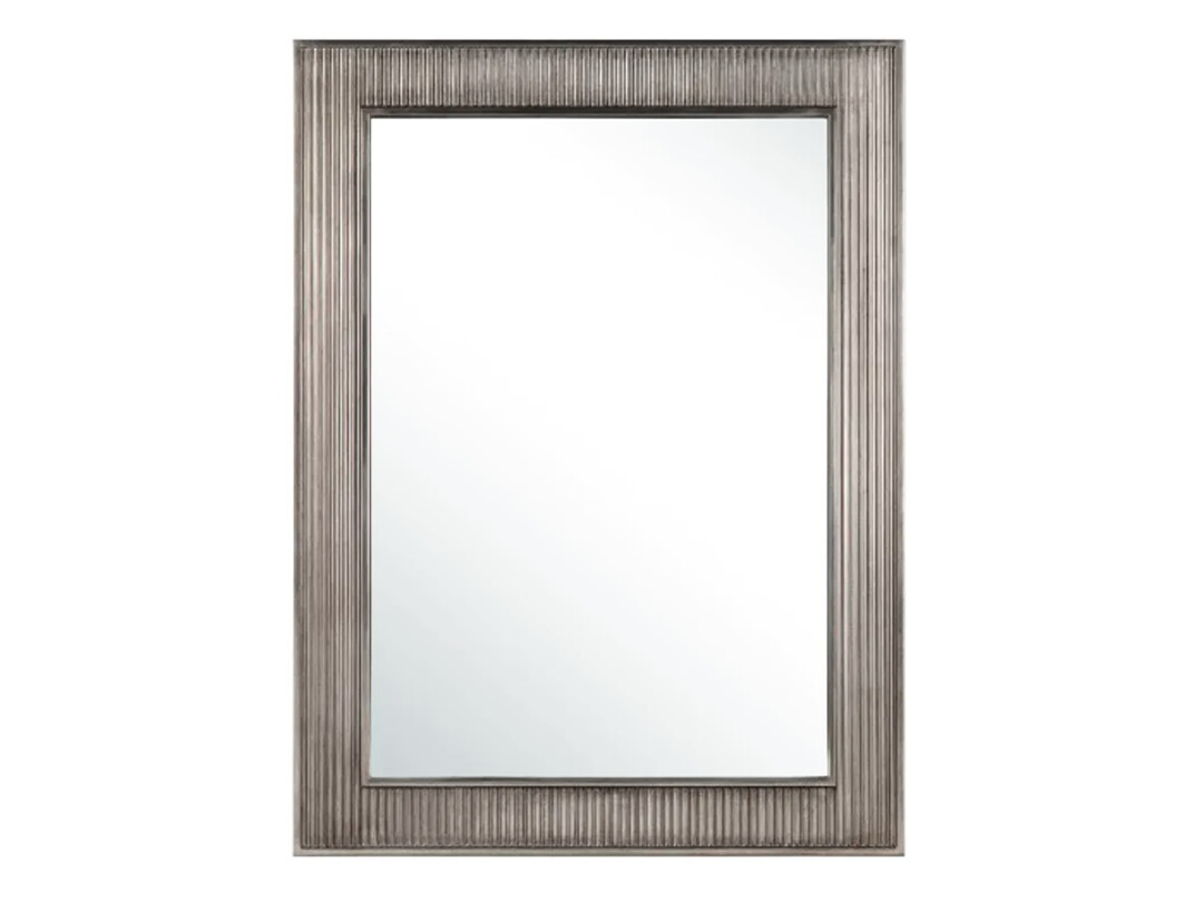 Line Rectangular Wall Mirror, Tarnished Silver