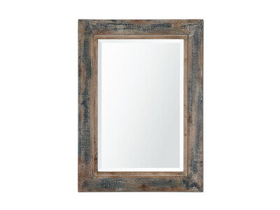 Aged Wood Rectangular Mirror, Slate Blue