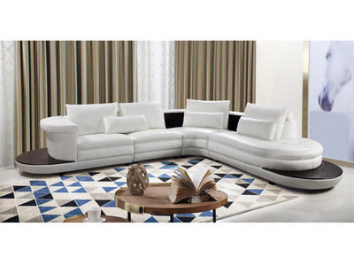 Chic Chaise Cow Leather Sectional, 
White, SX-6587