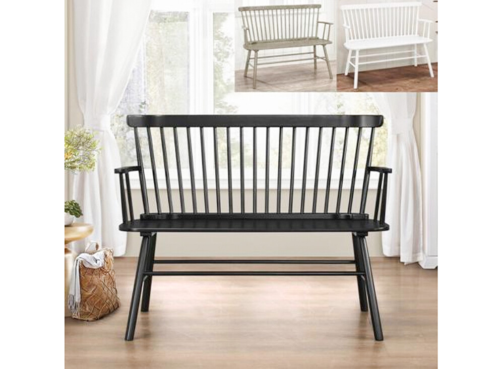 Country Spindle Back Bench, Black, Grey or White