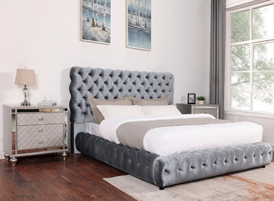 Adelphi Upholstered Queen Bed, Grey