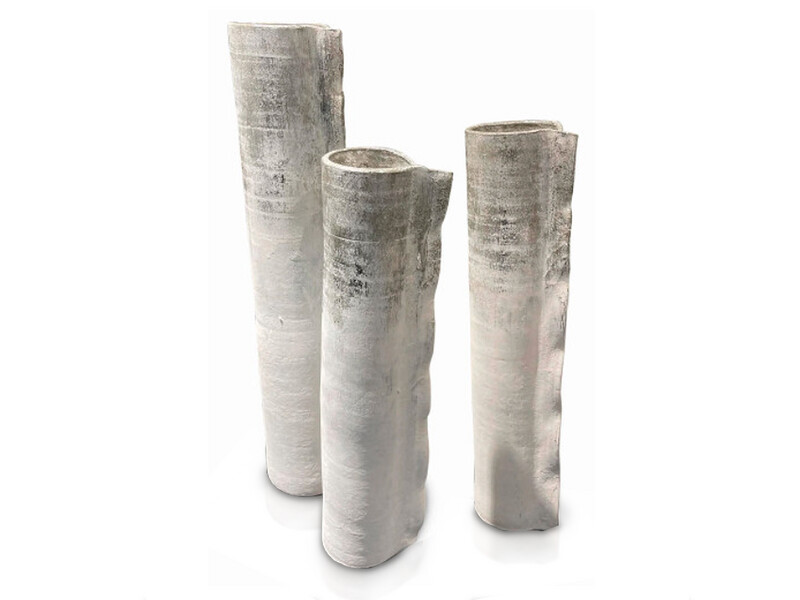 Escamas Large Floor Vase, White &amp; Grey
