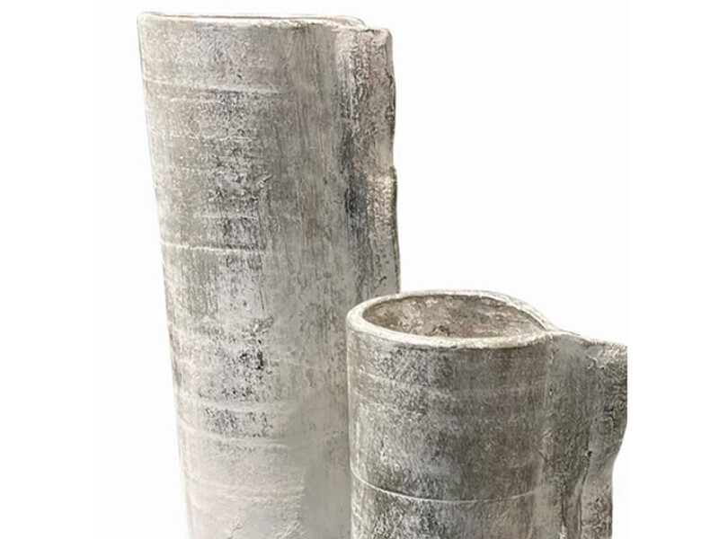 Escamas Large Floor Vase, White &amp; Grey