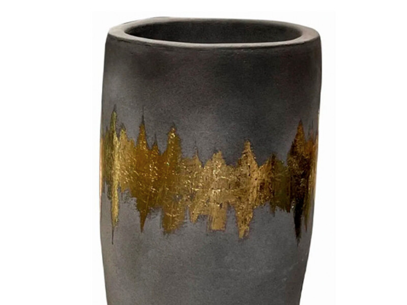 Large Vase, Gold, Grey &amp; Black