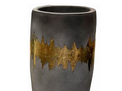 Large Vase, Gold, Grey &amp; Black