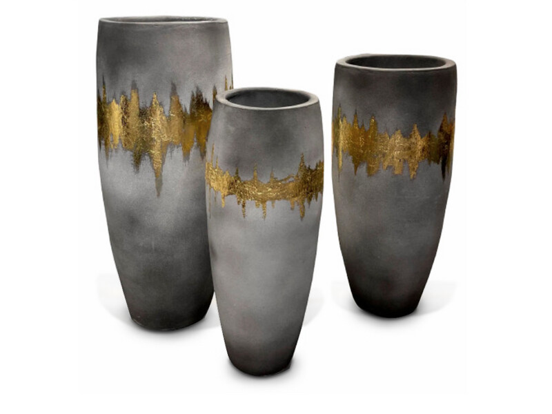 Large Vase, Gold, Grey &amp; Black