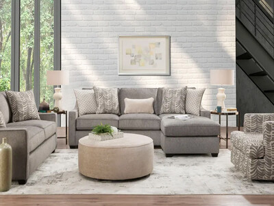 Chaise Upholstered  Grey Sectional