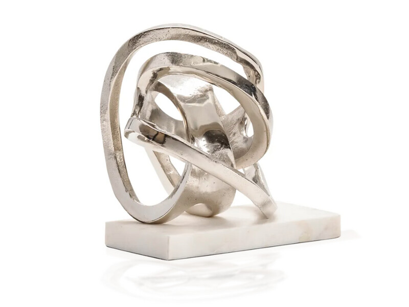 Abstract Freeform,  Metal Sculpture on Marble Base