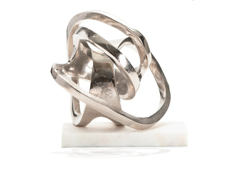 Abstract Freeform,  Metal Sculpture on Marble Base
