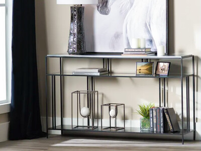 Iron Marble Glass Console Table