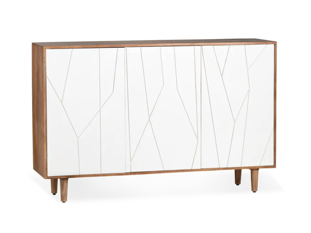 Web Side Board Mango Wood With 3 White Doors