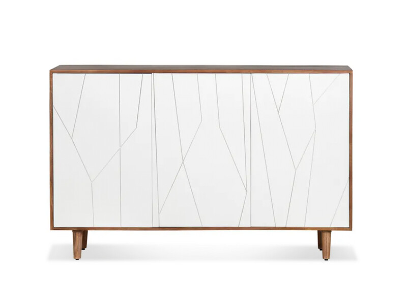 Web Side Board Mango Wood With 3 White Doors