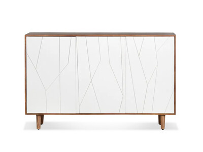Web Side Board Mango Wood With 3 White Doors