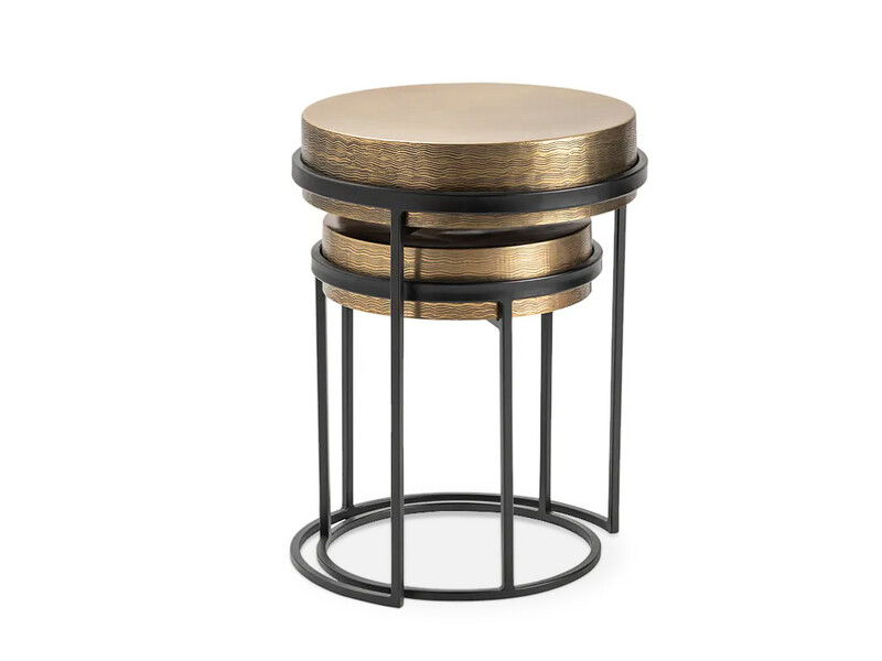 Textured Brass Gold S/2 Nest Tables