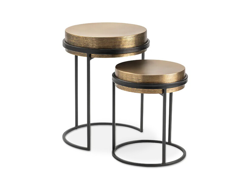 Textured Brass Gold S/2 Nest Tables