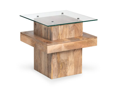 Elevated Glass Top End Table