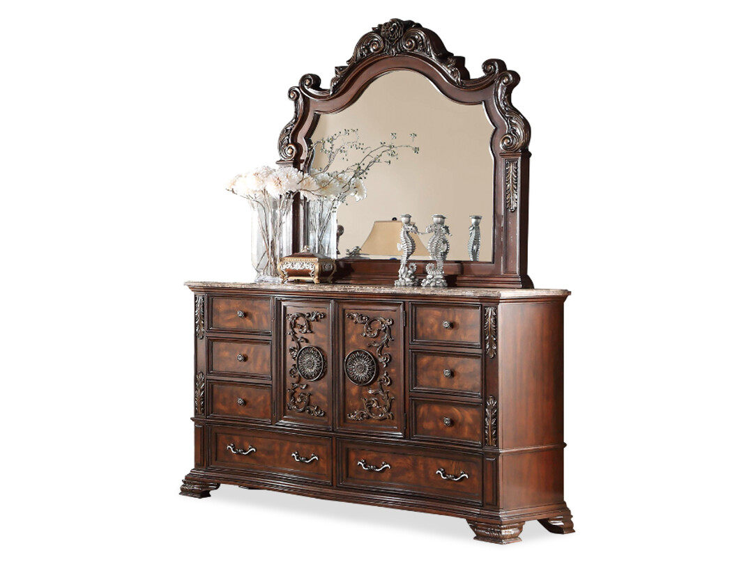 French 2-door, 8-drawer ,Victorian Dresser With Mirror, Wood
