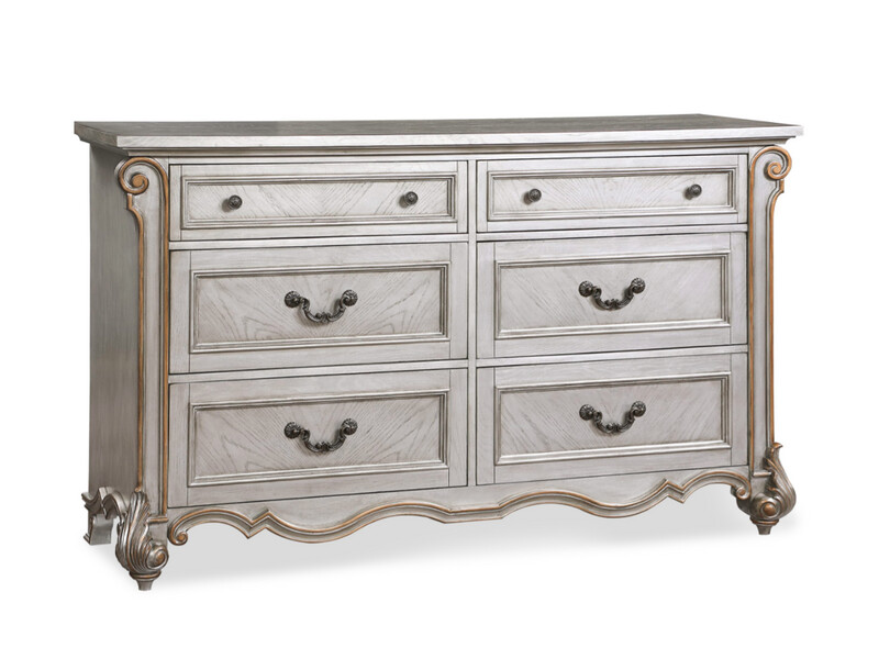French /Victorian Mel  6-Drawer Dresser With Mirror