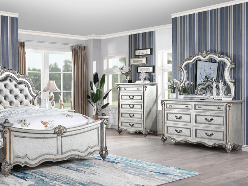 French /Victorian Mel  6-Drawer Dresser With Mirror