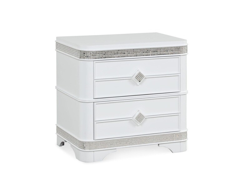 Glam 2-Drawer Nightstand, White