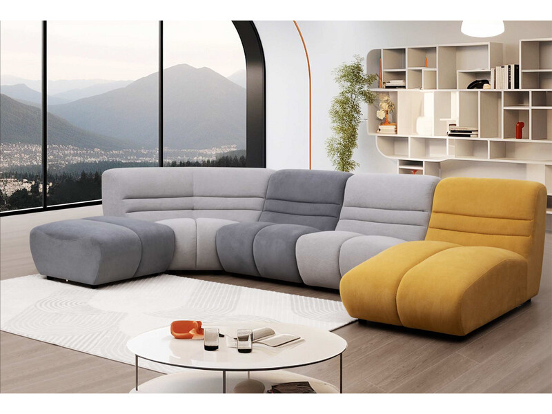 Chic Chaise Sectional, Yellow Grey
