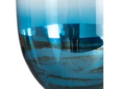 Glass Holder/Vase 17", Blue and Brown Hues