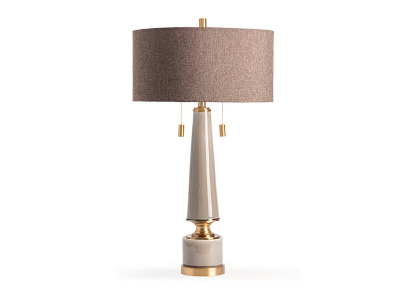 Ceramic Table Lamp, Antique Brass