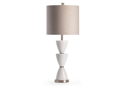 Ceramic Hourglass Table Lamp, White
