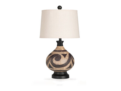 Tribal Table Lamp, Earthy Brown &amp; Cream Tones
