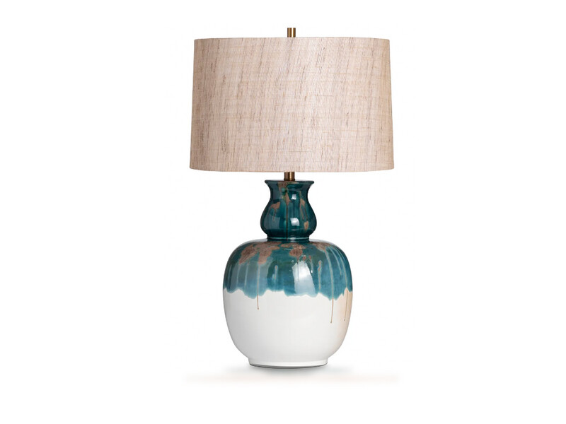 Neoclassical Table Lamp, Blue, White, Brown Tones