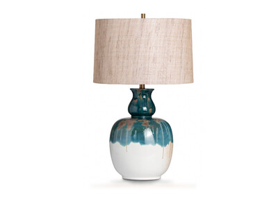 Neoclassical Table Lamp, Blue, White, Brown Tones