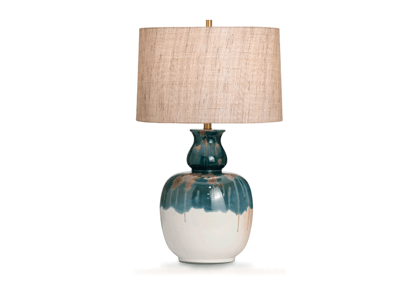 Neoclassical Table Lamp, Blue, White, Brown Tones
