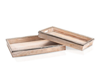 Pearl Edge Trays, Available in Two Different Sizes, Wood