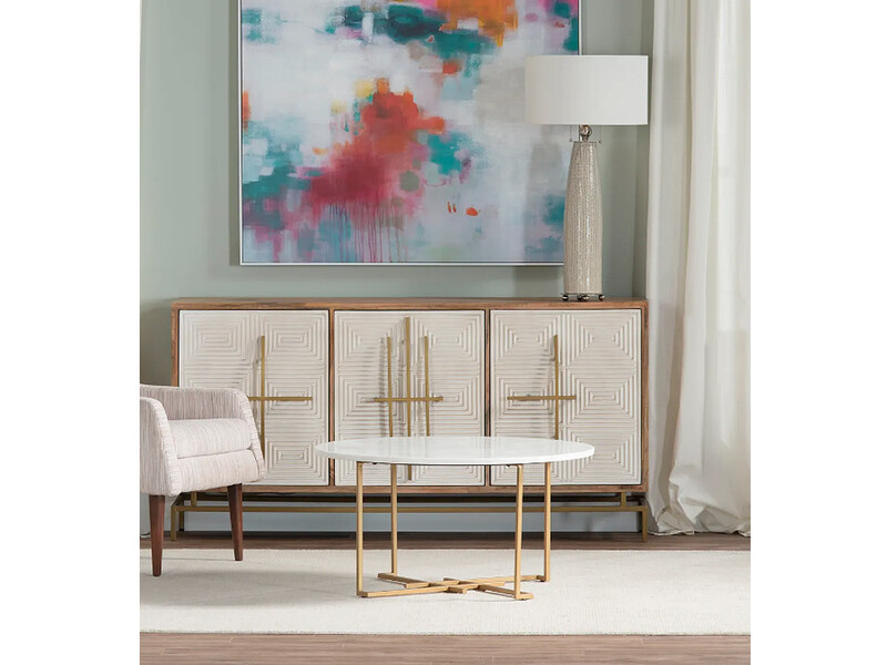 3 Door Sideboard/Cabinet, Beige &amp; Brown