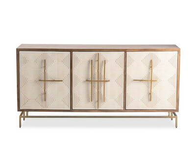 3 Door Sideboard/Cabinet, Beige &amp; Brown