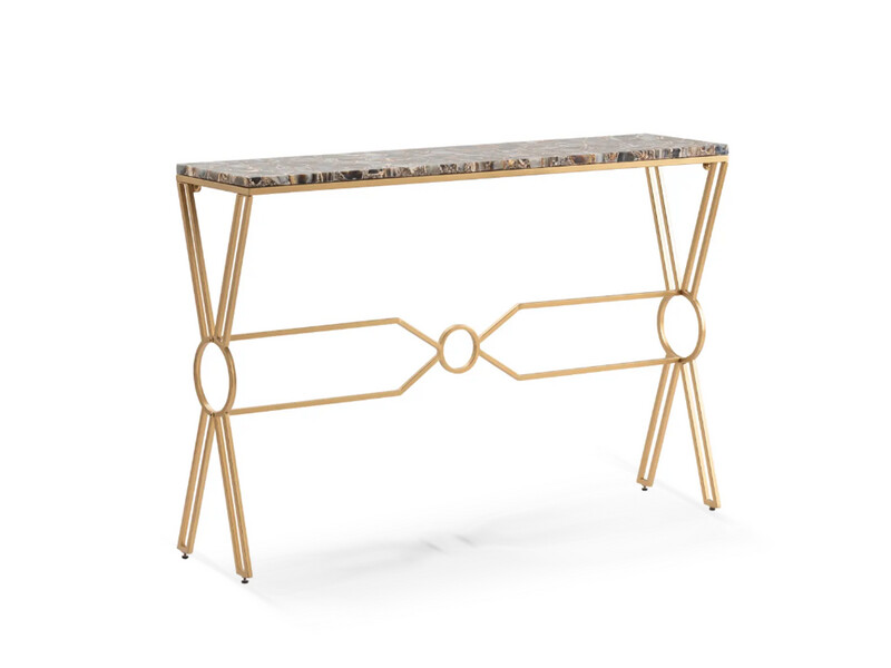 Agate Rectangular Console Table/Desk, Gold