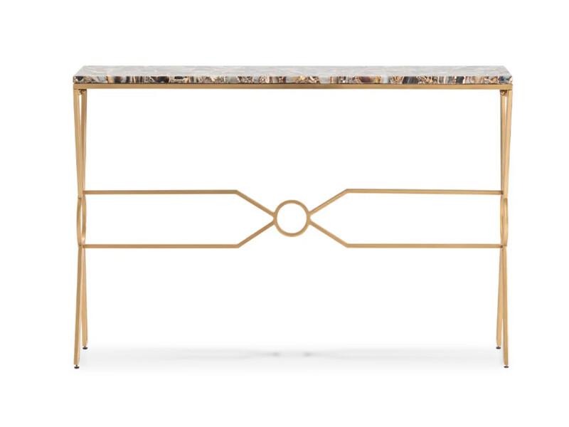Agate Rectangular Console Table/Desk, Gold