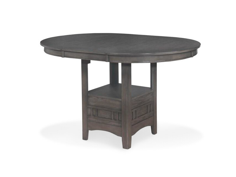 5 pc Counter Height Dining Set, Wood, Beige Upholstery