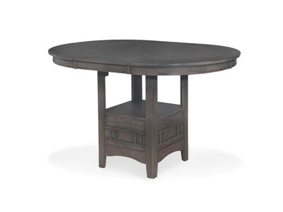 5 pc Counter Height Dining Set, Wood, Beige Upholstery