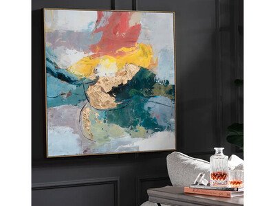 40" x 40" | Abstract Hand Finished Painting, Canvas, Multicolour