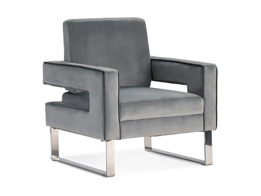 Contemporary Plush  Arm Accent Chair, Medium Grey